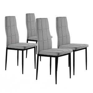 Homelux Set de 4 scaune cu spătar înalt din țesătură gri