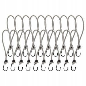 Set 25 bucati elastice pentru fixare prelate sau bannere, cu carlig 25 cm, gri