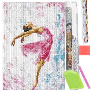 Set de broderie cu diamante 5D, 30x40cm, model Balerina