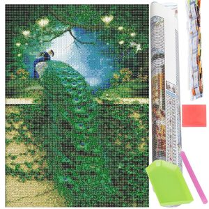 Set de broderie cu diamante 5D, 30x40cm, model Paun