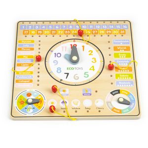 Homelux Tablă didactică interactivă din lemn cu calendar și ceas