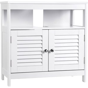 VASAGLE Dulap baie baza lavoar, cu 2 usi, 2 compartimente, alb 60x60x30 cm, alb