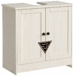 SONGMICS Masca baie pentru chiuveta, suport lavoar, raft reglabil, stil rustic modern, 60x30x61 cm, alb rustic