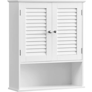 VASAGLE Dulap de perete pentru baie, cu raft reglabil si 2 usi, 20x60x70 cm, alb
