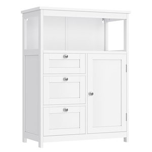 VASAGLE Dulap de baie cu 3 sertare si dulap, raft reglabil, MDF, 60x30x80 cm, alb