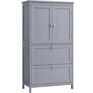 VASAGLE Dulap de baie, din MDF, cu 2 sertare si 2 usi, raft reglabil, 30x60x110cm, gri