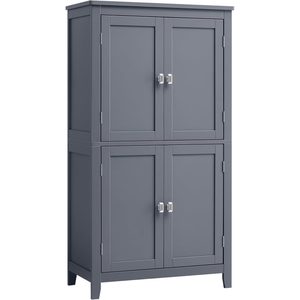 VASAGLE Dulap de baie, din MDF, cu 2 compartimente si 4 usi, rafturi reglabile, 30x60x110cm, gri inchis
