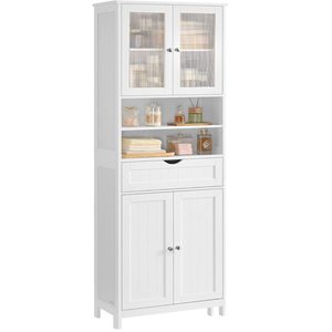 VASAGLE Dulap de baie cu sertar si rafturi reglabile, MDF, 60x30x170 cm, alb