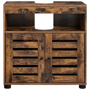 VASAGLE Dulap baie lavoar cu 2 usi tip jaluzea, raft reglabil, 60x30x63 cm, maro rustic