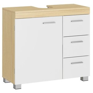 VASAGLE Dulap lavoar baie cu 3 sertare si 2 compartimente, MDF, 30x70x64 cm, alb si bej