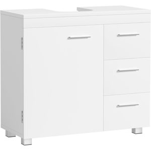 VASAGLE Dulap pentru baie suport lavoar, cu 3 sertare si raft reglabil, MDF, 70x30x64 cm, alb