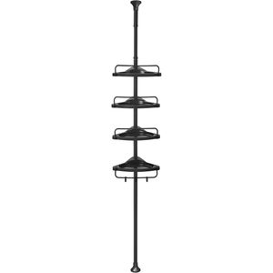 SONGMICS Etajera colt dus, 4 rafturi, inaltime reglabila 85-305 cm, otel si plastic PP, negru