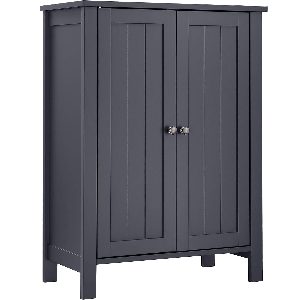 VASAGLE Dulap baie pe picioare cu 2 rafturi reglabile, din MDF, 30x60x80 cm, gri