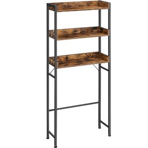 VASAGLE Raft de depozitare pentru baie, suprapunere peste masina spalat sau vas WC, 25x63x165 cm, maro