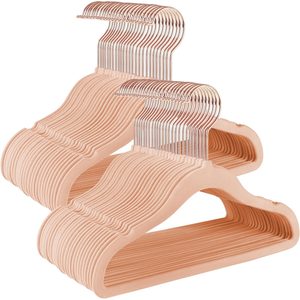 SONGMICS Set de 50 de umerase copii din catifea, antialunecare, carlige rotative 360°, 30 cm, roz