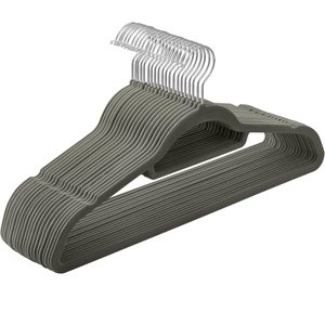 SONGMICS Set de 20 de umerase pentru haine, anti-alunecare cu catifea, bara de cravata si carlig pivotant, 43,5 cm, gri
