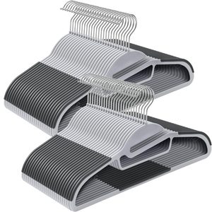 SONGMICS Set de 50 de umerase pentru haine, anti alunecare, bara de cravata si carlig pivotant, 42 cm, gri