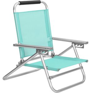 SONGMICS Scaun de plaja portabil cu spatar rabatabil in 4 pozitii, cu cotiere, maxim 150kg, verde