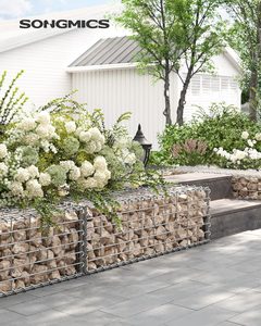 SONGMICS Cos de gabioane pentru pietre, otel galvanizat, 100x30x30cm, argintiu