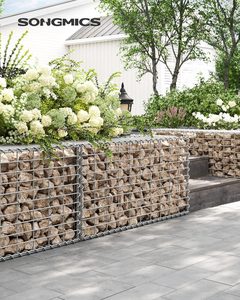 SONGMICS Cos de gabioane pentru pietre, otel galvanizat, 100x50x30cm, argintiu
