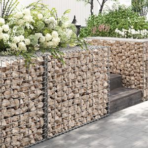 SONGMICS Cos de gabioane pentru pietre, otel galvanizat, 100x80x30cm, argintiu