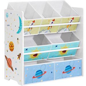 SONGMICS Raft de depozitare jucarii, 7 cutii detasabile din tesatura, 63x30x60cm, alb