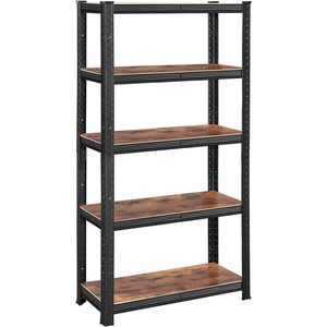 SONGMICS Raft cadru metalic modular pentru depozitare, 5 polite, 150x75x30cm, sarcina 650 kg, maro rustic