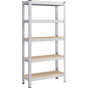 SONGMICS Raft cadru metalic modular pentru depozitare, 5 polite, 150x75x30cm, sarcina 650 kg, argintiu
