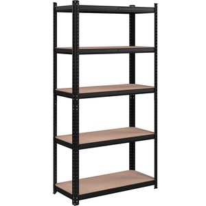 SONGMICS Raft de depozitare metalic, cu rafturi din MDF, 5 polite, max. 875 kg, 180x90x40cm, negru