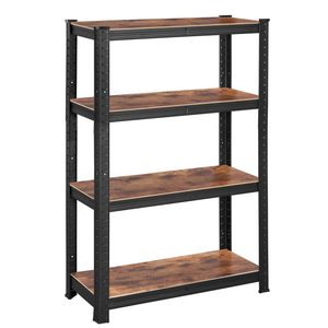 SONGMICS Raft depozitare metalic cu aspect elegant, 5 niveluri, reglabil, 520 kg, 40x80x160 cm, maro rustic si negru
