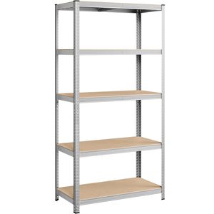 SONGMICS Raft de depozitare metalic, cu rafturi din MDF, 5 polite, max. 600 kg, 200x100x50cm, argintiu