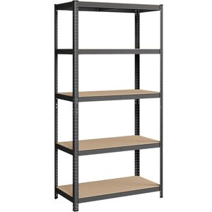 SONGMICS Raft de depozitare metalic, cu rafturi din MDF, 5 polite, max. 600 kg, 200x100x50cm, gri