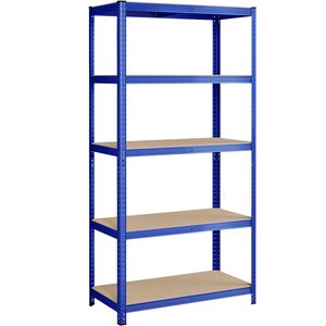SONGMICS Raft de depozitare metalic, cu rafturi din PAL, 5 polite, max. 600 kg, 200x100x50cm, albastru