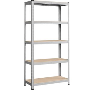 SONGMICS Raft de depozitare metalic, cu suprafata galvanizata, 5 polite, max. 875 kg, 180x90x40cm, argintiu
