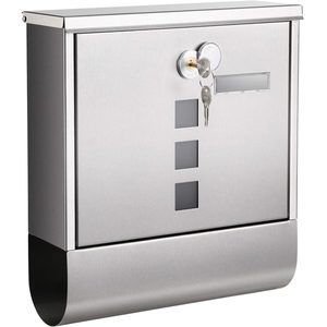 SONGMICS Cutie postala cu compartiment pentru ziare, pentru gard sau perete, cu incuietoare si vizor, 31x10x34 cm, gri argintiu