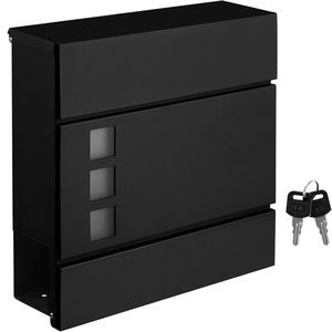 SONGMICS Cutie postala de exterior, pentru gard sau perete, din otel zincat, cu incuietoare, 37x11x37cm, negru
