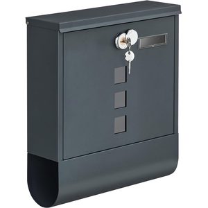 SONGMICS Cutie postala de exterior, pentru gard sau perete, din otel zincat, cu incuietoare, 31x10x34cm, gri