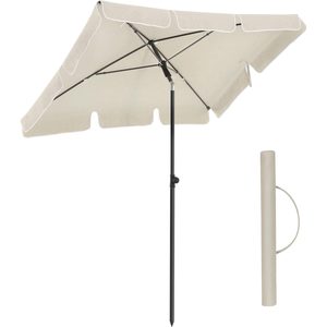 SONGMICS Umbrela terasa gradina sau plaja, cu inclinare 2 directii, protectie UV UPF 50+, husa inclusa, 200x125cm, bej