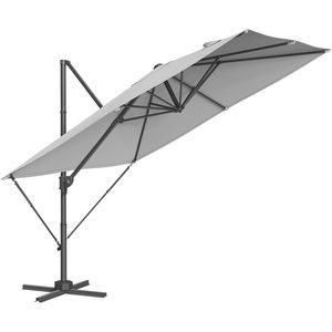 SONGMICS Umbrela de gradina cu manivela tip pendul 270x270 cm, UPF 50+, rotire 360°, inclinare reglabila, gri deschis