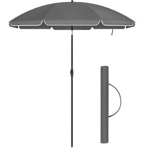SONGMICS Umbrela terasa gradina sau plaja, cu inclinare, husa, diametru 160cm, gri