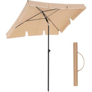 SONGMICS Umbrela terasa gradina sau plaja, inclinare 2 directii, protectie UV UPF 50+, 180x125 cm, maro taupe