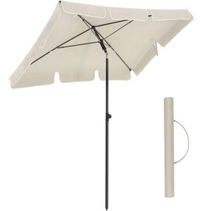 SONGMICS Umbrela terasa gradina sau plaja, inclinare 2 directii, protectie UV UPF 50+, 180x125 cm, bej