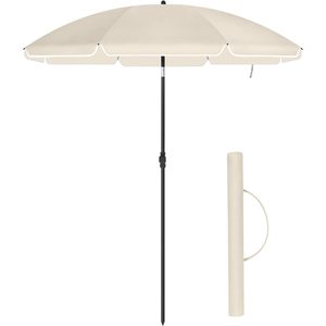 SONGMICS Umbrela terasa gradina sau plaja, cu inclinare, husa, diametru 160cm, bej