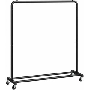 SONGMICS Suport haine mobil cu roti si polita inferioara, cadru metalic, stil industrial, 110x38x142 cm, negru