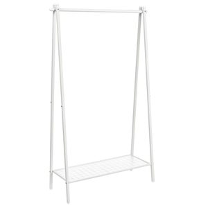 SONGMICS Suport haine cu bara si raft inferior, cadru metalic, 93x34x153 cm, alb