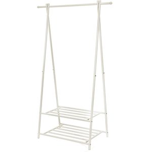 SONGMICS Suport pentru haine, cu raft depozitare pe 2 niveluri, cadru metalic, 88x41x155cm, alb