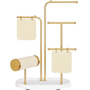 SONGMICS Stand suport pentru depozitare si expunere bijuterii, otel, 11x20x32 cm, auriu