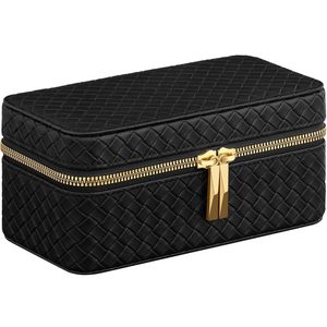 SONGMICS Cutie ceasuri Ronne, pentru 3 ceasuri, imitatie piele PU, 20x10x9 cm, negru