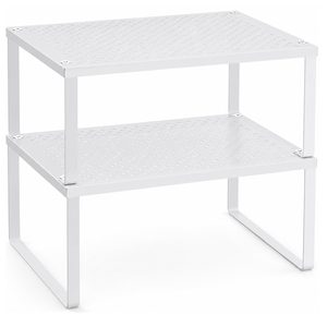 SONGMICS Set 2 rafturi de bucatarie suprapozabile, pentru ustensile sau condimente, 32x23x15 cm, alb