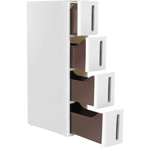 SONGMICS Dulap de depozitare pe roti, pentru bucatarie sau baie, din plastic, cu 4 nivele, 45x17x84cm, alb